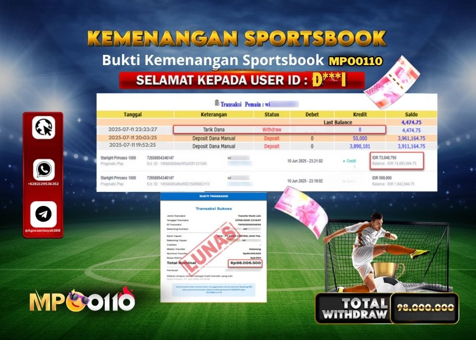 MPO0110 KEMENANGAN SPORTSBOOK Rp.98.000.000.,- LUNAS
