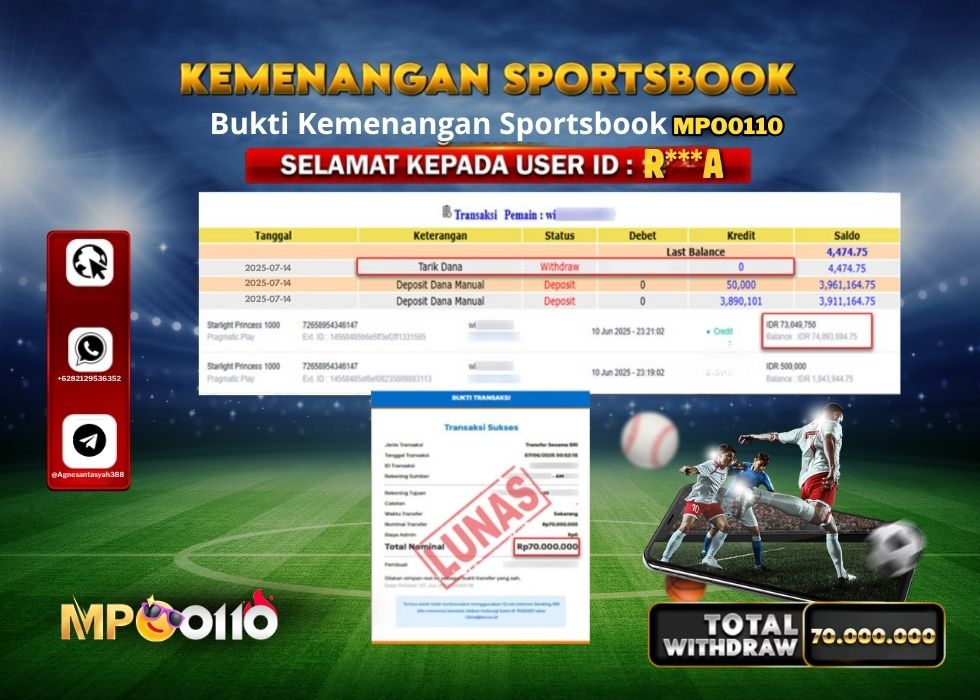 MPO0110 KEMENANGAN SPORTSBOOK Rp.70.000.000.,- LUNAS