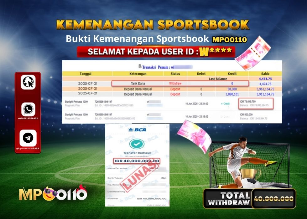 MPO0110 KEMENANGAN SPORTSBOOK Rp.40.000.000.,- LUNAS