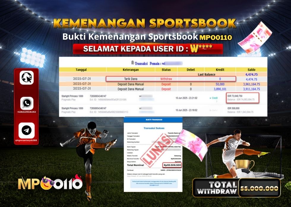 MPO0110 KEMENANGAN SPORTSBOOK Rp.55.000.000.,- LUNAS