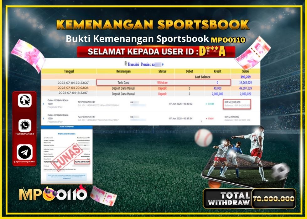 MPO0110 KEMENANGAN SPORTSBOOK Rp.70.000.000.,- LUNAS