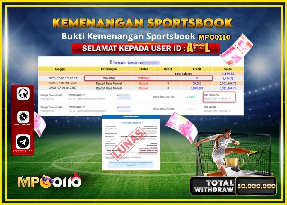 MPO0110 KEMENANGAN SPORTSBOOK Rp.50.000.000.,- LUNAS