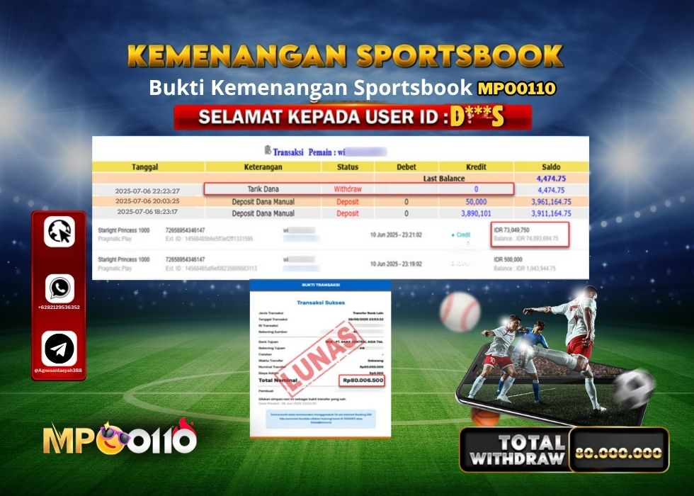 MPO0110 KEMENANGAN SPORTSBOOK Rp.80.000.000.,- LUNAS