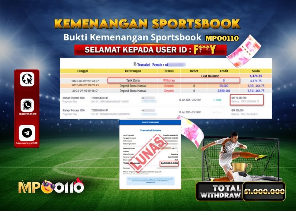 MPO0110 KEMENANGAN SPORTSBOOK Rp.51.000.000.,- LUNAS